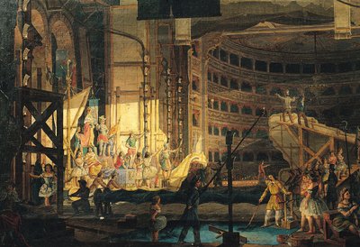 Preparing Scenery in a Theatre by Italian School